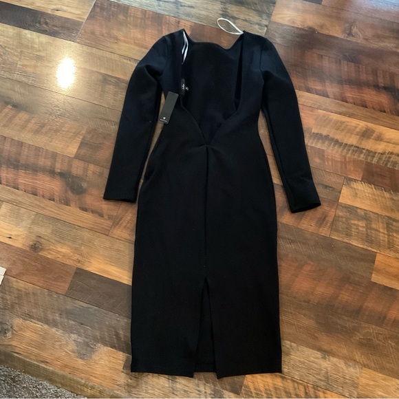 Lulu’s Black Low Cut V Back Fitted Dress M NWT - Picture 4 of 8